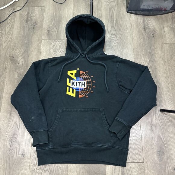 Kith EEA Globe Utah Box Logo Hoodie Sweatshirt Black Size XS Extra Small - Picture 2 of 7